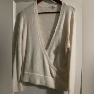 Madewell medium vneck cream wrap style sweater